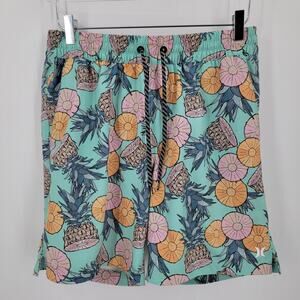 Hurley Bahia Volley Swim Trunks Mens Medium Pineapple Print Lined Pockets